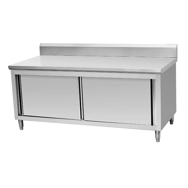 Commercial Kitchen Storage Cabinet Stainless Steel Multipurpose Work Table for Hotels and Bars Gas Heating Wood Material