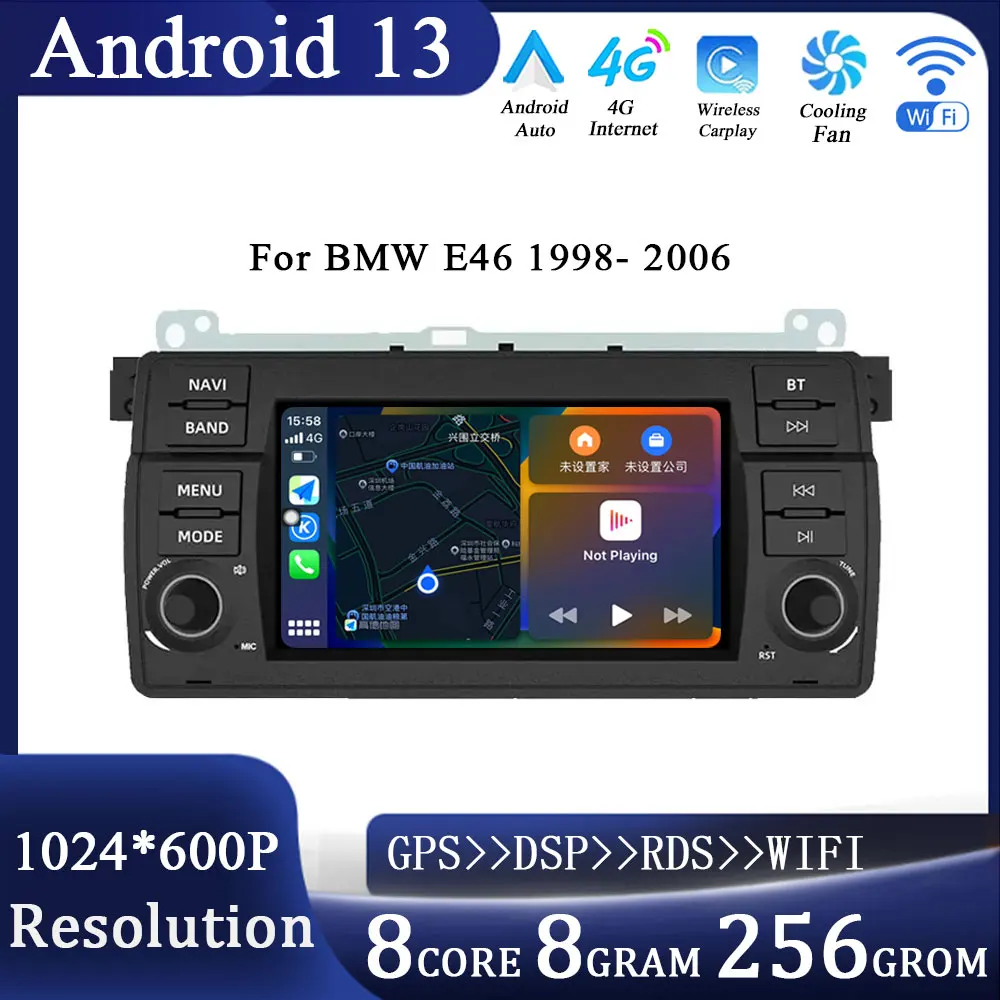 

7inch Screen for BMW E46 M3 318/320/325/330/335 Car Intelligent System Radio Multimedia Player Navigation GPS WIFI Android 13