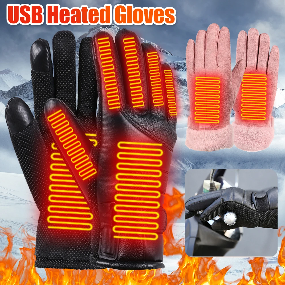 Electric Heating Gloves Men Women USB plug-in Winter Skiing Snowboarding Can Touch Screen Snow Gloves Without battery