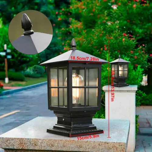 Outdoor Post Light Vintage Black Lantern Garden Fence Pillar Lamp Waterproof 20pcs pack vintage alice s adventure in wonderland story post card set greeting card