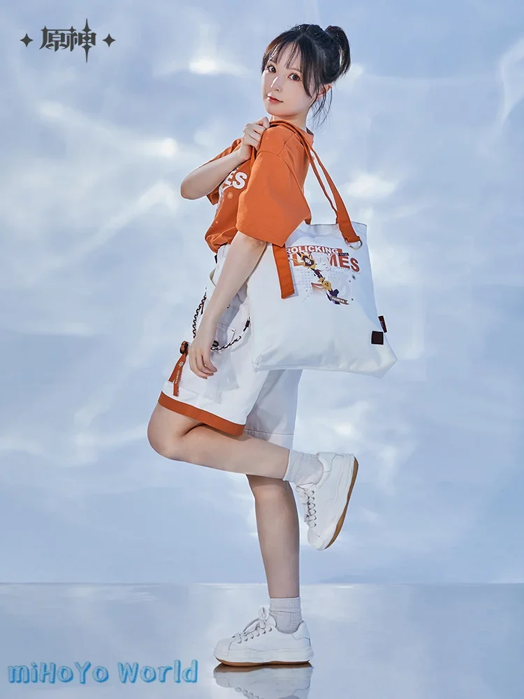 

MiHoYo Official Game Genshin Impact Yoimiya Doujin Canvas Bag Genuine Shopping Bag Campus Satchel Birthday Present Orange Bag