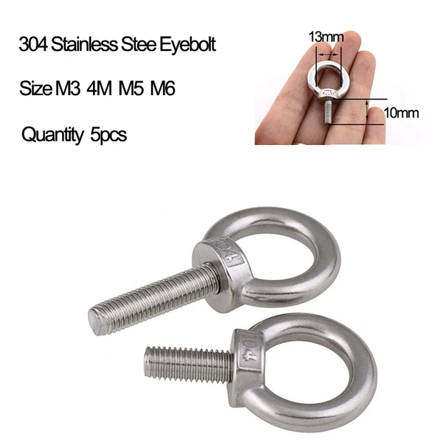 Lifting Eye Screws M3-M24 304 Stainless Steel Eye Bolt Lifting Eye Screw  Ring Hooking Screw Marine Ring Loop Hole for Cable Rope - AliExpress