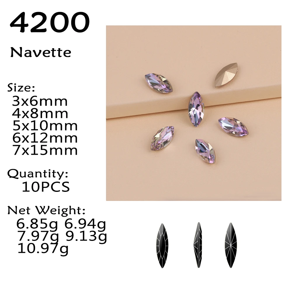 5A Verschiedene Formen Vitrail Lichtfarbe 10 Stück DIY Bastelzubehör Lose Perlen Strasssteine Pointback Glas Kleber für Nagelkunst Edelsteine – Detail 15