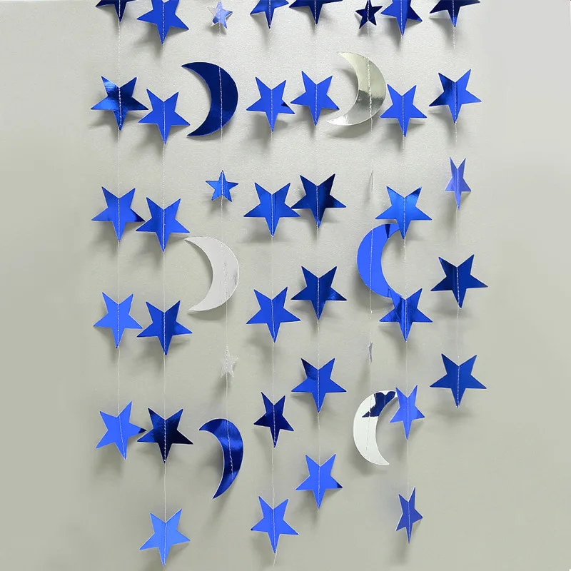 Ghirlanda Decorativa Oro Luna E Stelle - Festone Con Piccole Stelle Per Compleanno, Baby Shower, Laurea, Ramadan, Notte Stellata