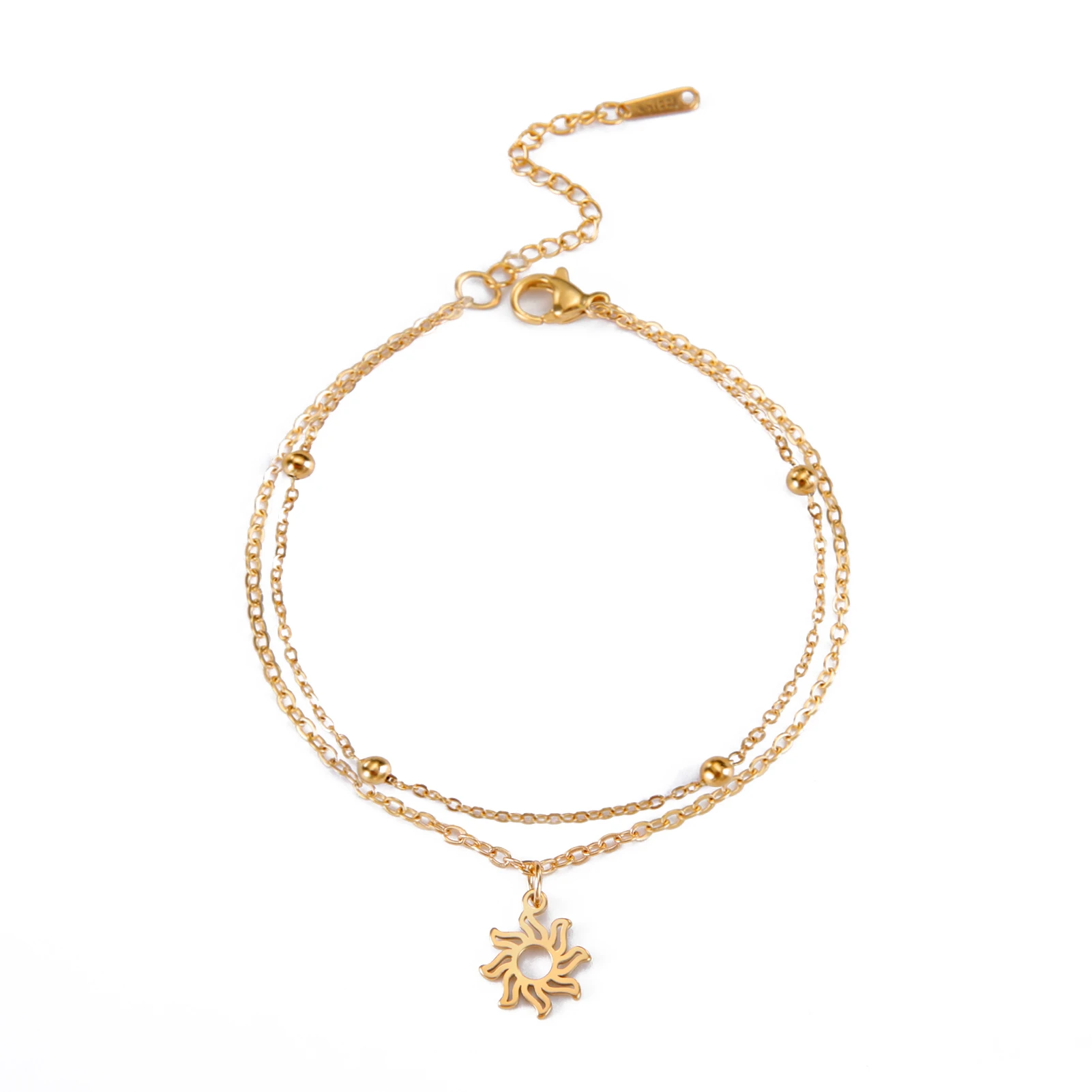 Skyrim-Inspired Sun and Moon Charm Double-Layer Bracelet – Stainless Steel Jewelry Gift