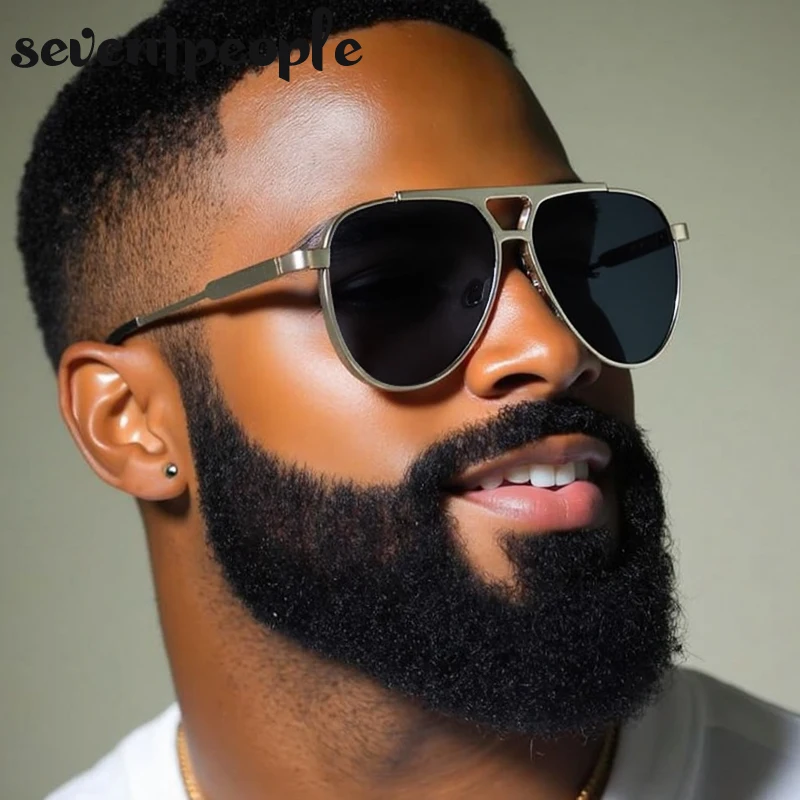 Steampunk Piloten-Sonnenbrille Oval für Herren 2026 Luxusmarke Vintage Punk Metall Outdoor Sonnenbrille für Männer Trendige Doppelbalken-Brille