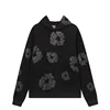 DENIM TEARS Fashion New Men's Women's Same Kapok Foam Printing Loose Velvet Hooded Sweater Trousers Set 2