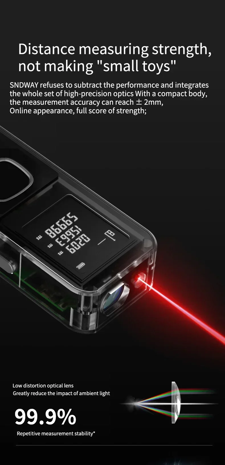 Description Picture 4 of itemMini Metal Laser Distance Meter 40M 50M 60M 100M IN FT M Tape Measure Trena Lazer Rangefinders OLED Display Construction Tools