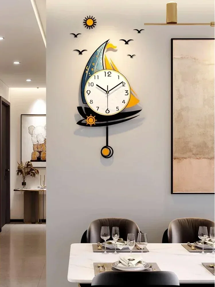 

Swinging Sailboat Wall Clock Living Room Clocks Decoration Modern Design Silent Acrylic Hanging Household Watch Horologe