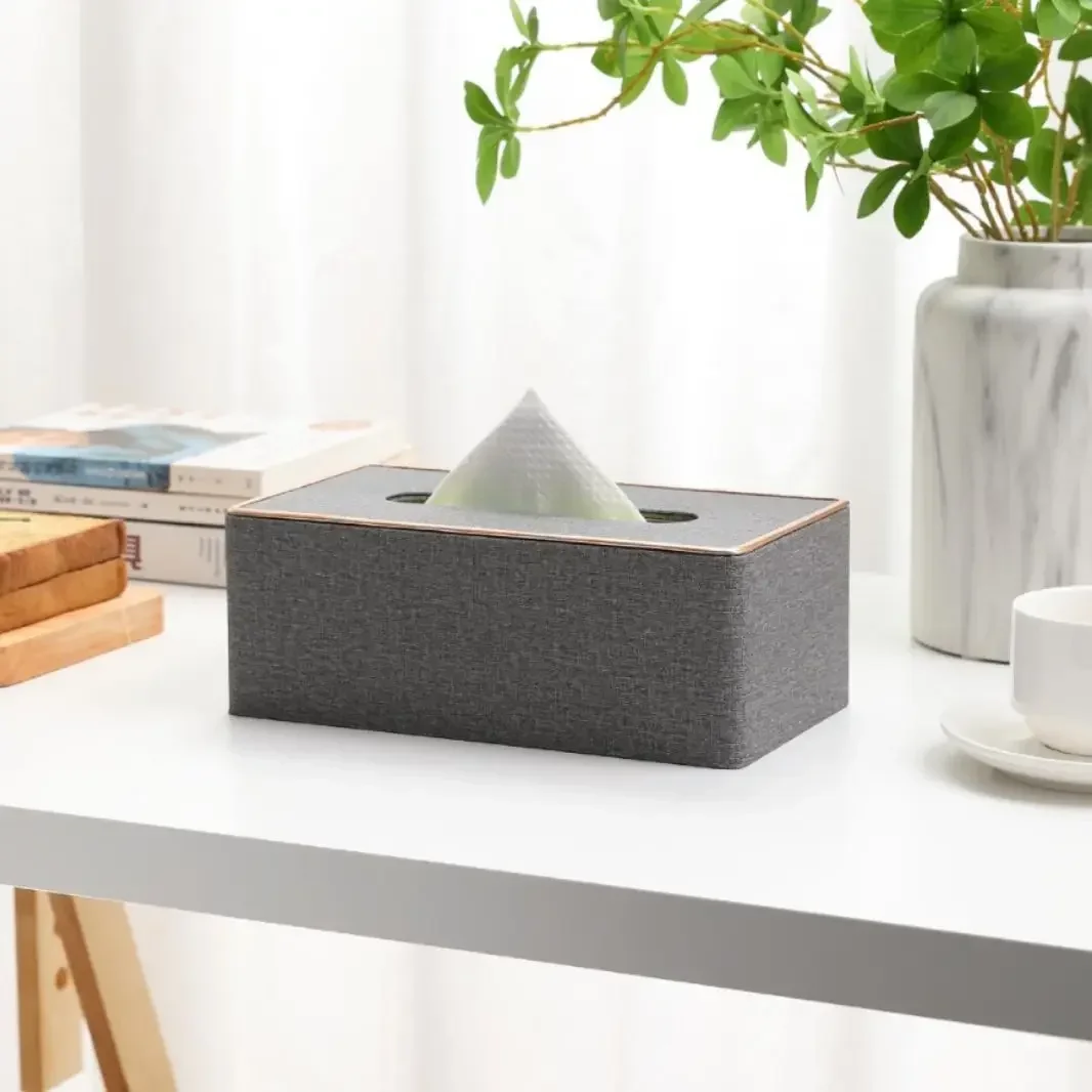 Light Luxury Paper Box Nordic Creative Leather Tissue Box Rose Gold Decoration Hotel Living Room Restaurant Home Paper Box 3