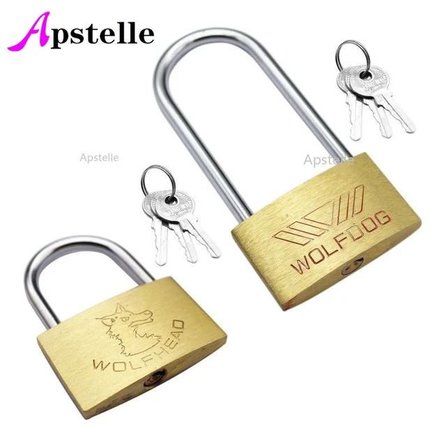 2 Pcs Same key Copper Padlock Wolf Head Brass Lock Small Locks