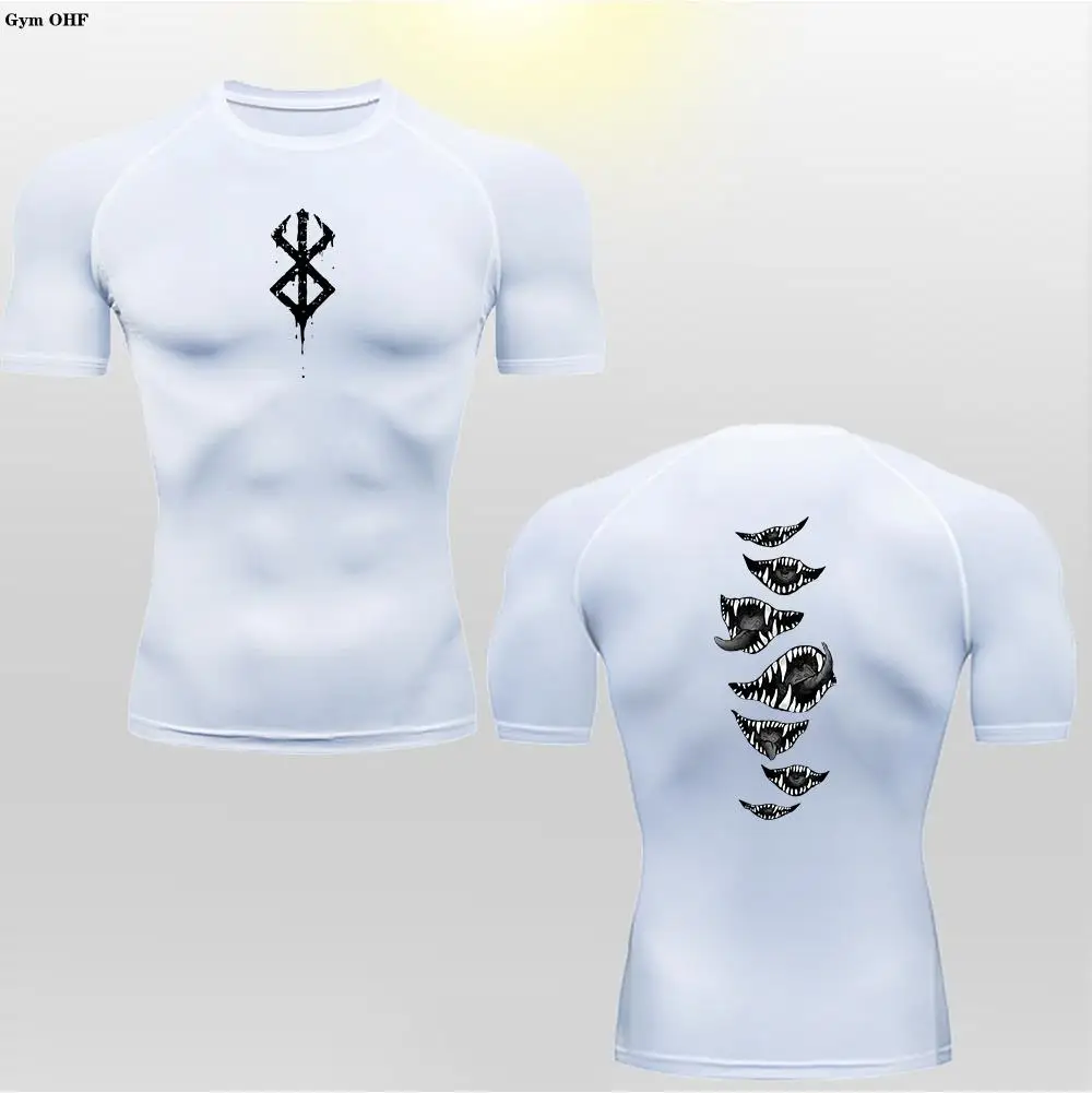 T Shirts Men Sports Tops Anime Berserk Guts Sport T-Shirt Men's Compression Shirt Sportswear Breathable Bodybuilding Tops Workout Fitness Joging Tees