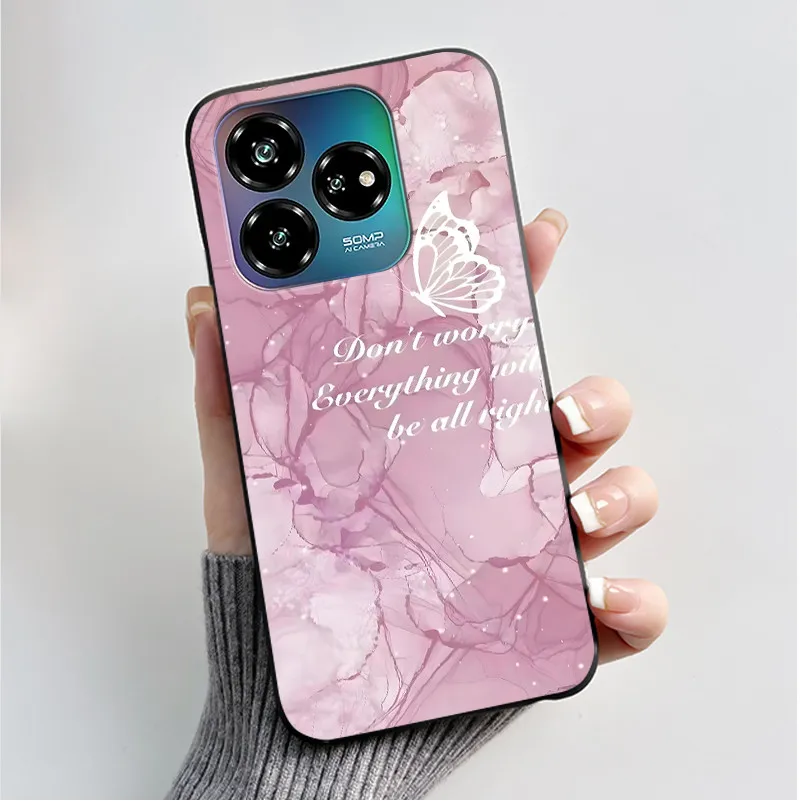 Black Soft Silicone Case with Cute Flower Cartoon Design