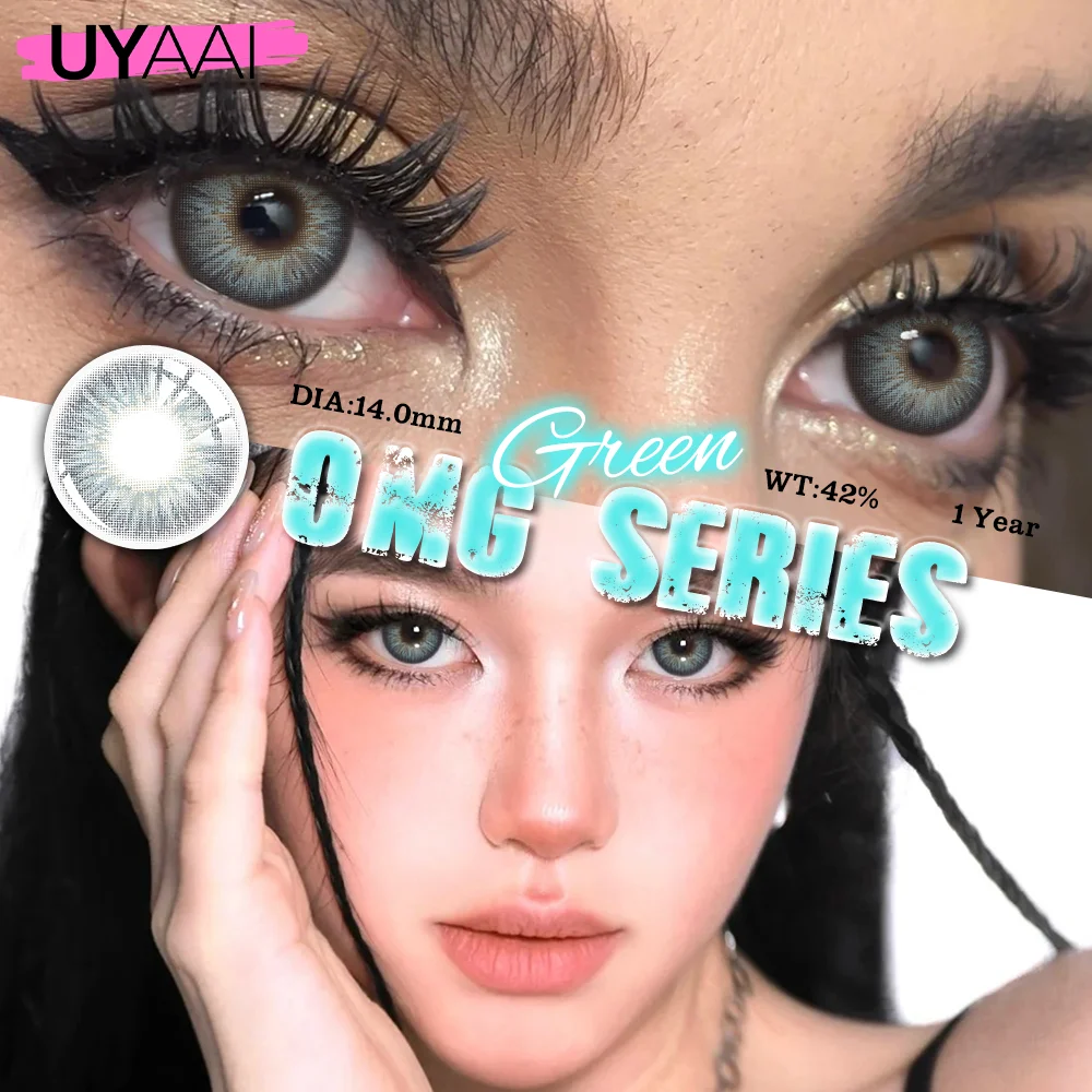 2-Piece Yearly Colored Contacts Set - Blue & Green Eyes with Free Case and Fast Shipping