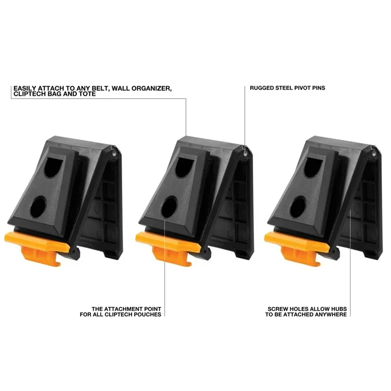 TOUGHBUILT TB-CT-150 Clip Tech Hubs 3PCS Arrange Storage Sundries  Rugged Steel Pivot Pins Tote Hand Tool Accessories 2