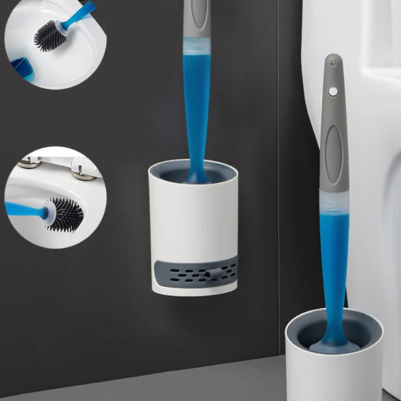 

Silicone Liquid Toilet Brush Wall-Mounted Cleaning Tool Refill Liquid No Dead Corners Toilet Brush Home Bathroom Accessories Set