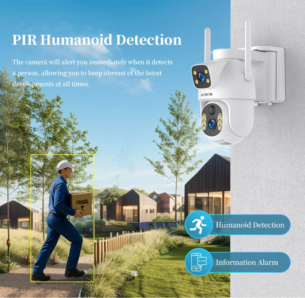 LS VISION 8MP 4G SIM Solar Camera Dual Lens Outdoor Security Cameras CCTV PIR Hu