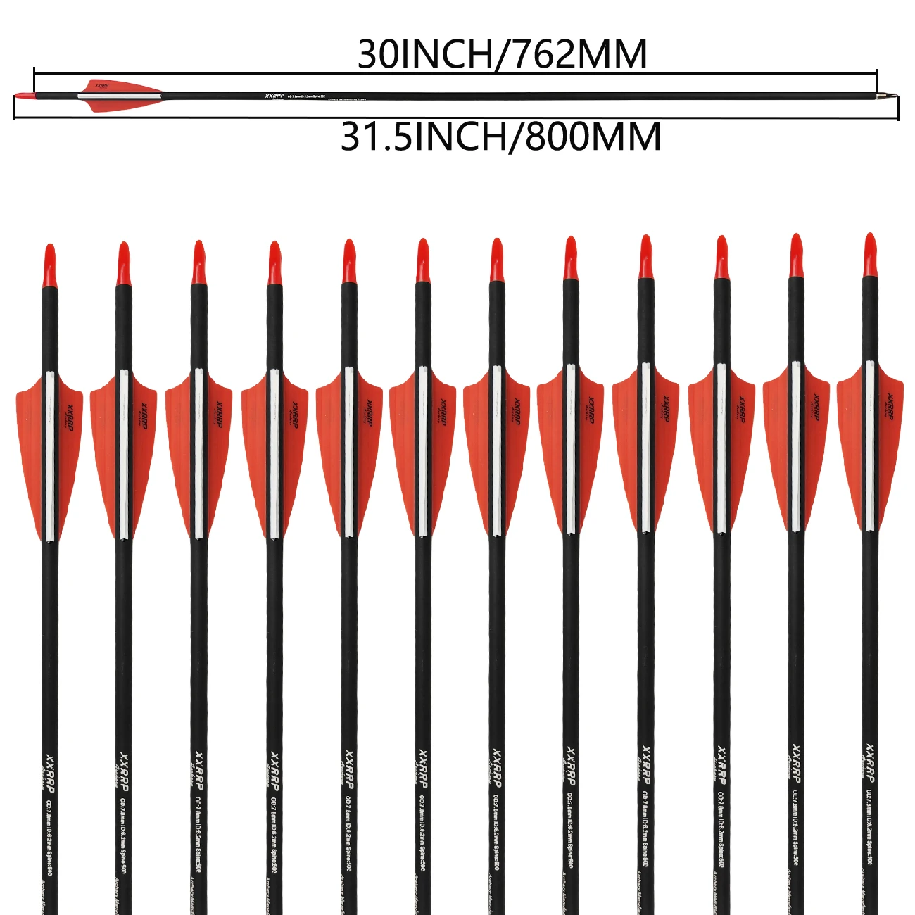 LAIXING 12PCS Carbon Arrow 30 Inch Spine 500 with Replaceable Arrowhead for Compound/Recurve Bow Archery Hunting Targeting 4