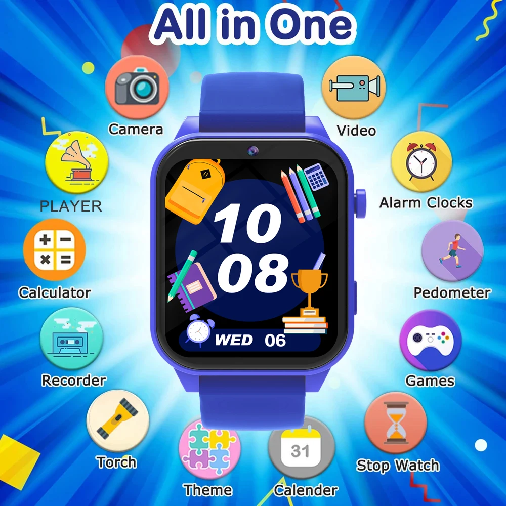 2026 New Children Smart Watch Alarm Clock LED Flashlight Waterproof Kids Watches Camera Take Photo Puzzle Games Smartwatch Girls 4