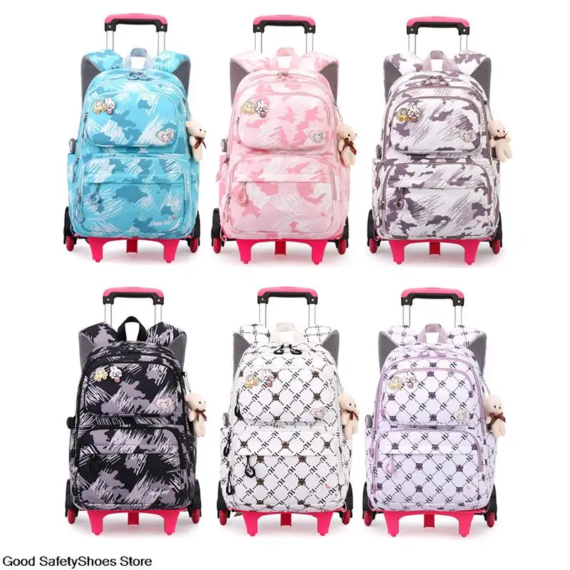 Trolley Schoolbag Kids Wheel School Backpack Removable Children School Bags For Girls With Wheels Kids Girls Luggage Book Bags 6