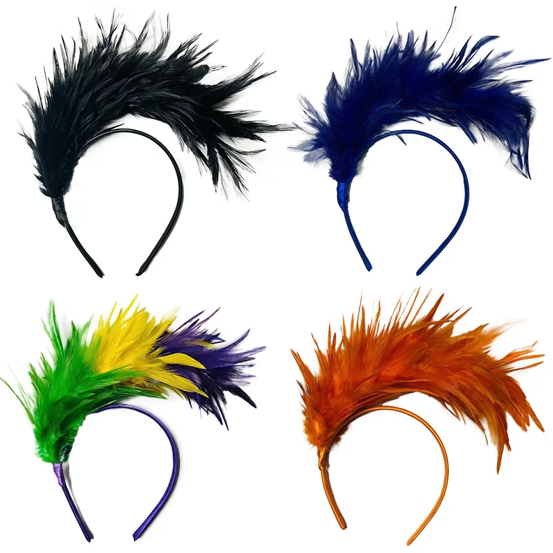 Colorful Feather Headbands Women Exaggerated Hairbands Headpiece Ladies