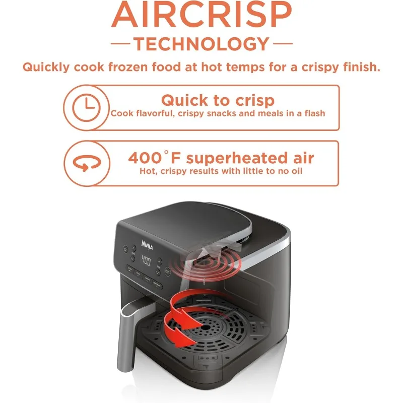 Air Fryer Pro 4-in-1, 5-quart capacity, air frying, baking, heating, dehydrating, air crisping technology, multiple functions 5
