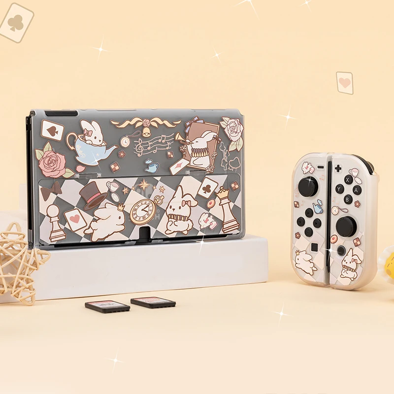 

Kawaii Bunny Switch OLED Protective Shell NS Joy-Con Controller Split Hard Cover Protection Case For Nintendo Switch Accessories