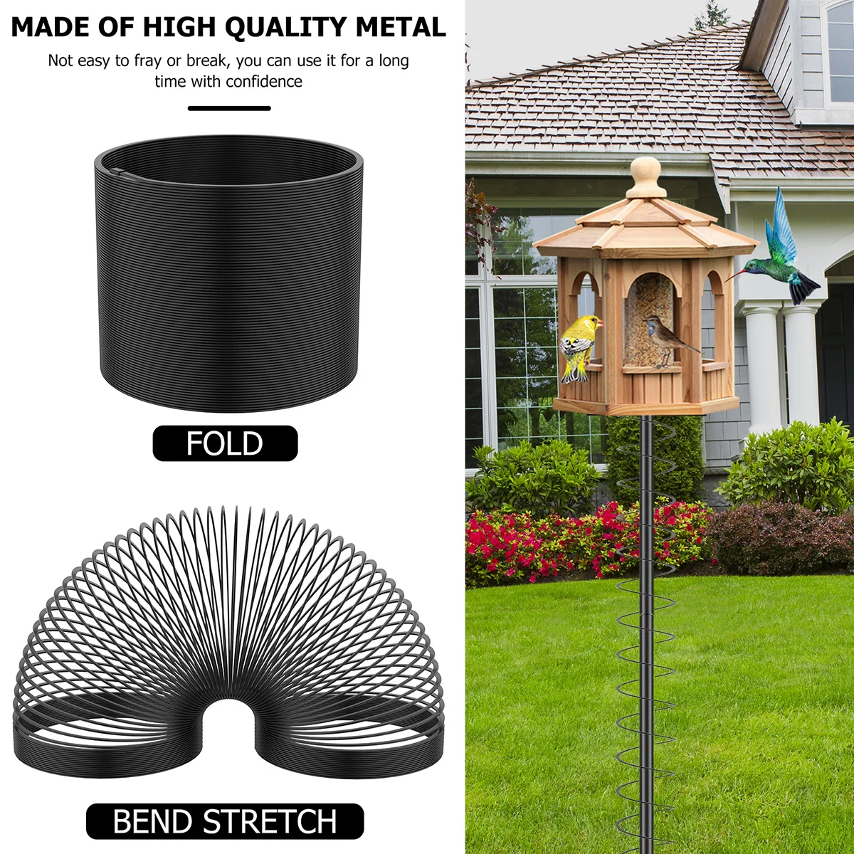 2PCS Squirrel Proof Spring Device Metal Squirrel Baffle Barrier Coil Anti Spring Device Quirrel Baffle for Bird Feeders