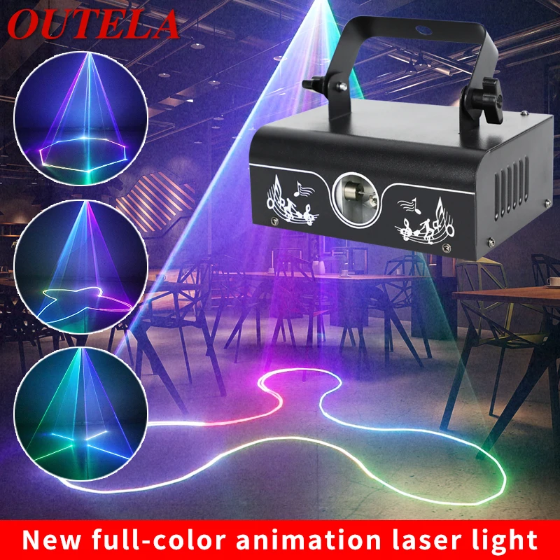 Tanie OUTELA 4D wiązki Laser animacyjny światła lampy LED latarka sterowanie