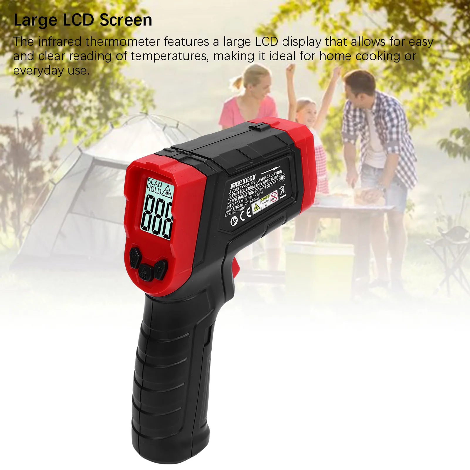 Infrared Thermometer -32°C to 400°C 37°F to 932°F High Accuracy LCD Display IR Thermometer for Cooking Frying Kitchen Barbecue M