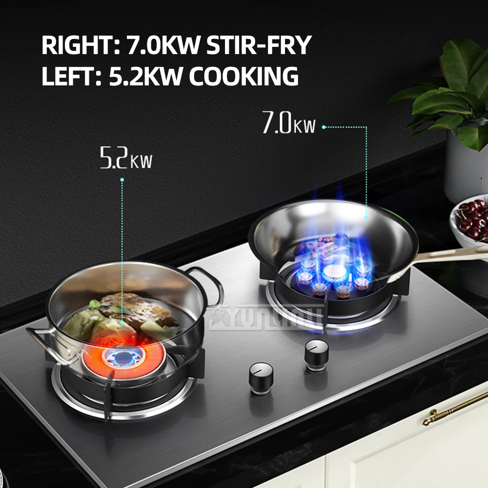 Energy Saving Gas Stove Embedded Double Stove Household Catering Equipment Tempered Glass Gas Stove 2