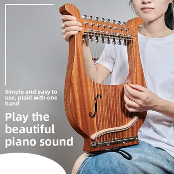 Portable 21-String Lyre Small Harp Handmade Musical Instrument for Beginners Rosewood Material Easy to Learn with Bag Included