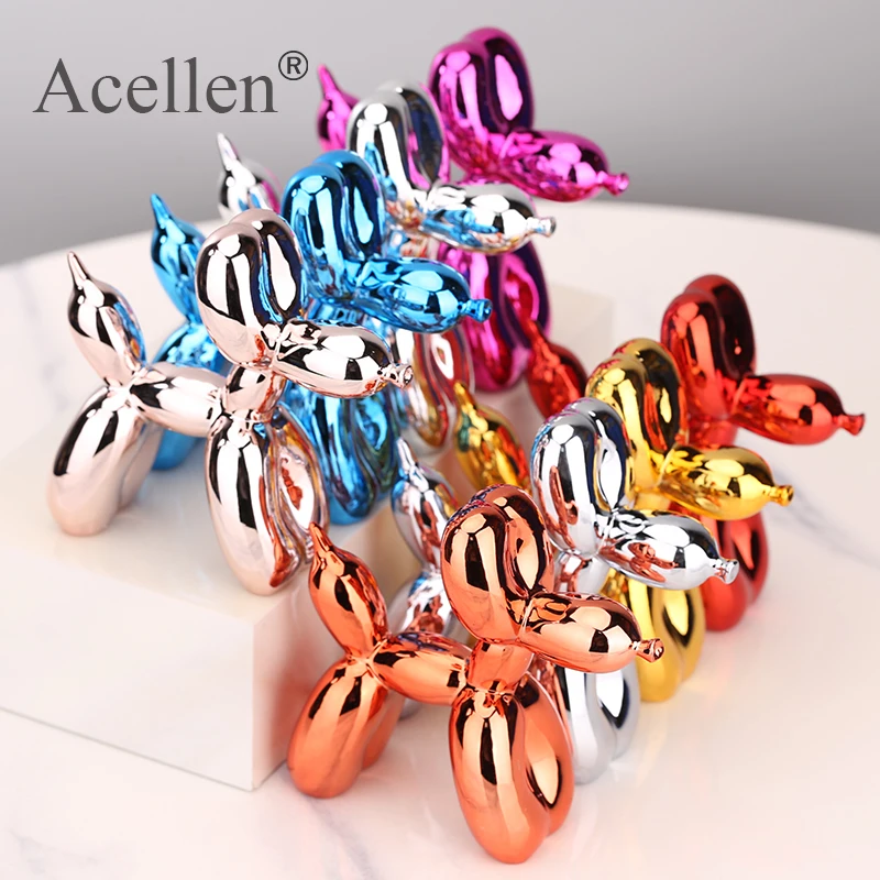 Plating balloon dog Statue Resin Sculpture Home Decor Modern Nordic Home Decoration Accessories for Living Room Animal Figures