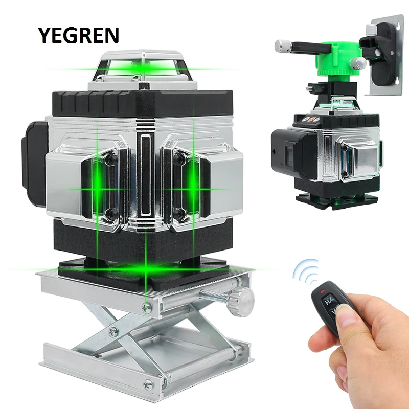 

3D Self-leveling Laser Level 16 Lines Green Laser 360 Horizontal Vertical Cross Spirit Level w/ Lifting Platform Remote Control