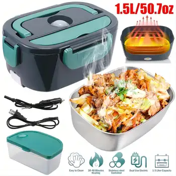 1.5 L 60W Electric Lunch Box Food Warmer Portable Food Heater for Car Or Home - Leak Proof, Lunch Heating Microwave for Truckers 1