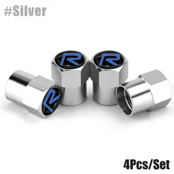 Premium Metal Tire Valve Caps - Stylish Car Wheel Stem Covers (Set of 4) (Silver)