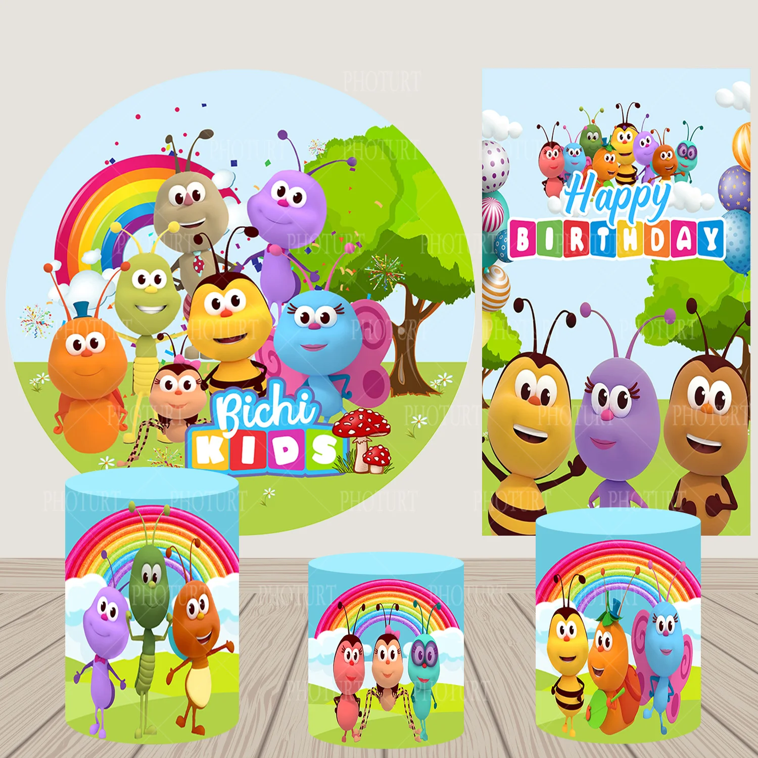 Круглый фон для фотосъемки детей на день рождения новорожденных Радуга облако круг Цилиндрическая поверхность баннер декоративные реквизиты