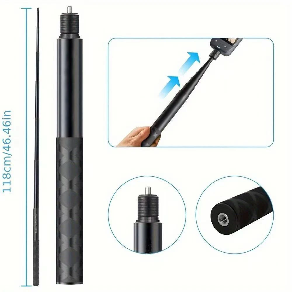 Pinces de fixation en gros plan, conçues pour maintenir solidement le kit d'accessoires pour caméra d'action 360°.