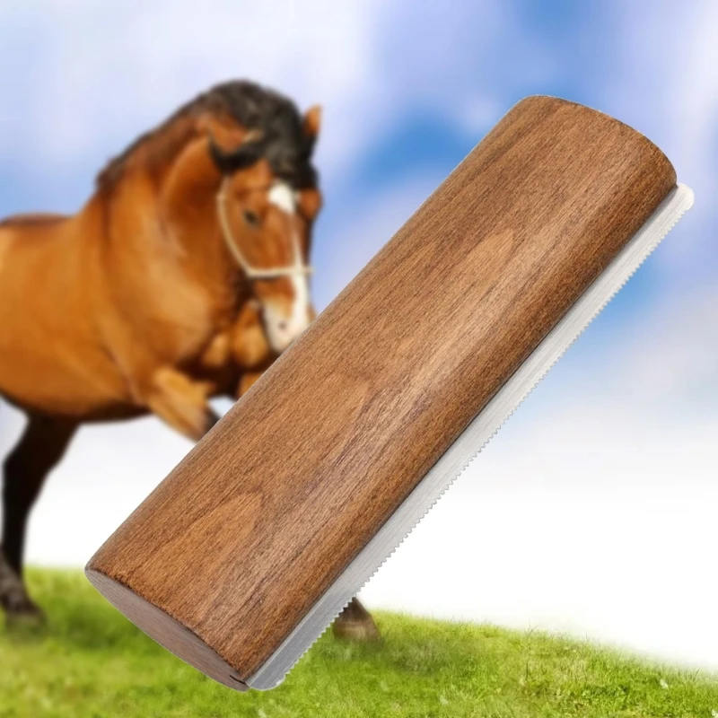 Horse Groomings Brush Scrapers Wooden Handle Horse Shedding Brush Groomings Tool Painlessly Remove of Loose Hair, Furs & Dirt 4