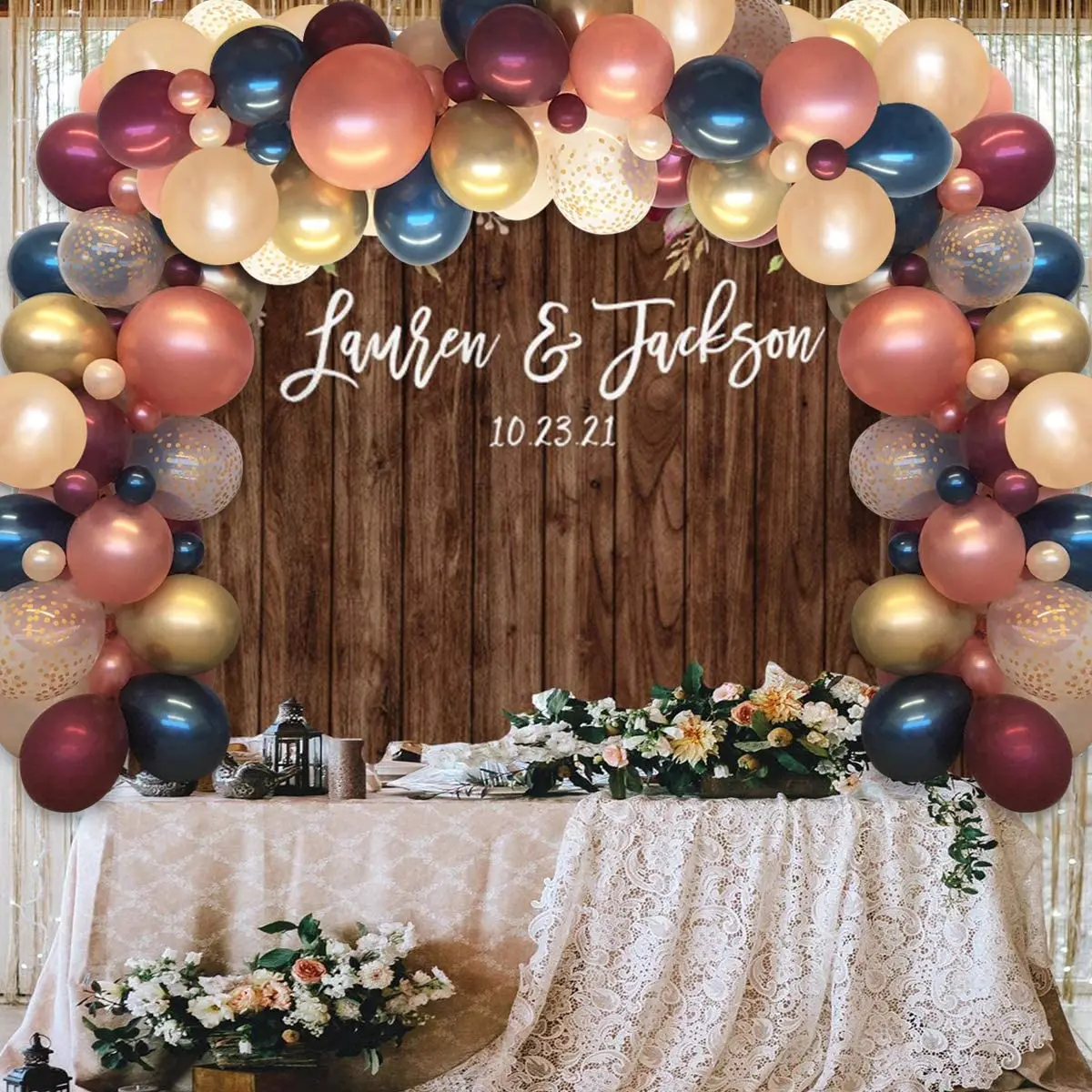 

Navy Burgundy Balloon Garland Kit with Red Rose Gold Balloons for Wedding Girls Women Birthday Bridal Shower Party Decorations