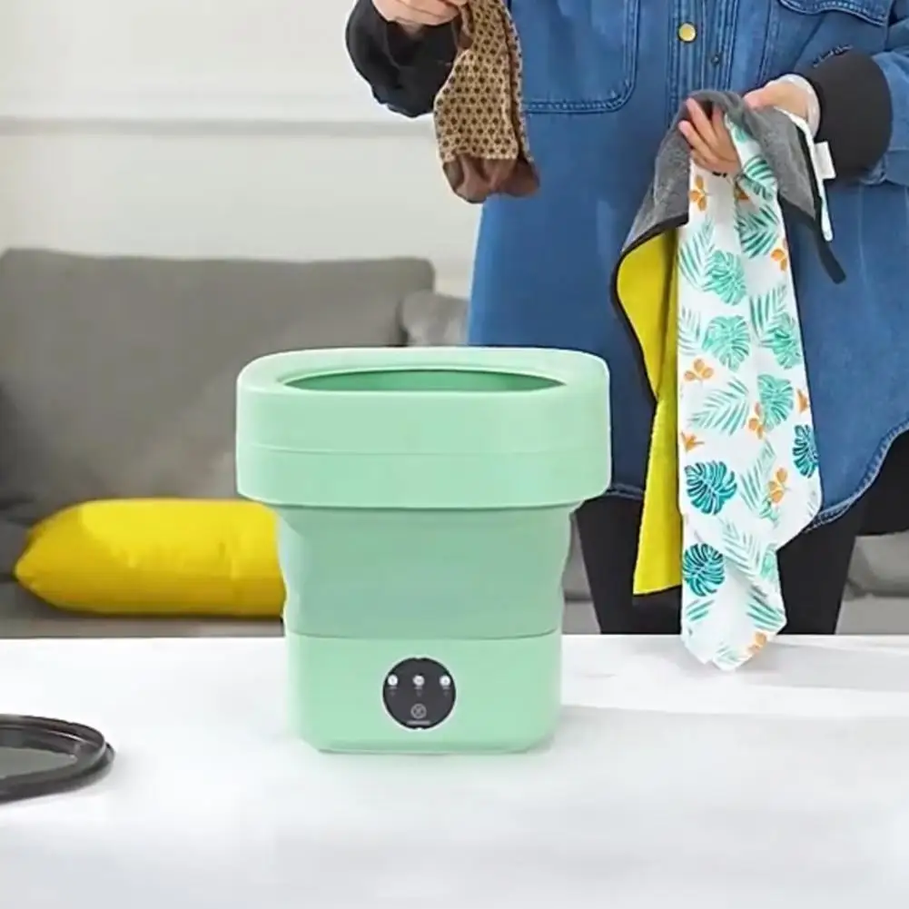 6.5L Portable Mini Washing Machine Foldable Detachable Drain Basket Low Noise Underwear Baby Clothes Socks Washer Home Supplies