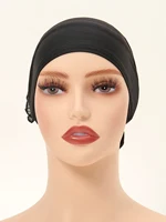 Hijabs avec dentelle et mousseline de soie pour femmes musulmanes, panhua, chapeau astronomique fin, enveloppement de la tête Islam, turban arrière, bande de sauna féminine, document solide 2