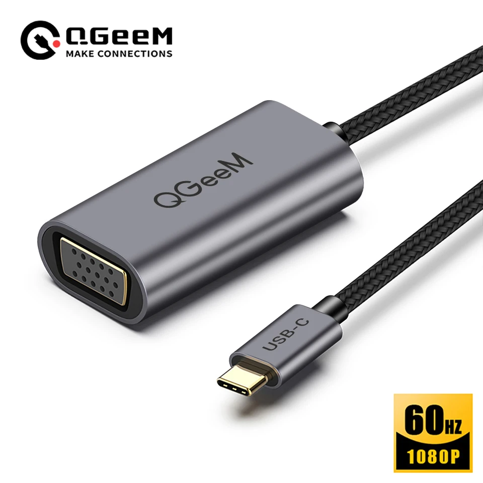 Qgeem USB C a VGA cable usb3.1 C a madre cable de adaptación VGA