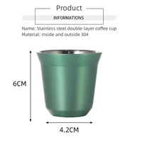 Chaud 1Pc 80 ml/160 ml tasses à café de haute qualité en acier inoxydable Double paroi tasses à café isolantes thermiques portables petites tasses de boisson 6