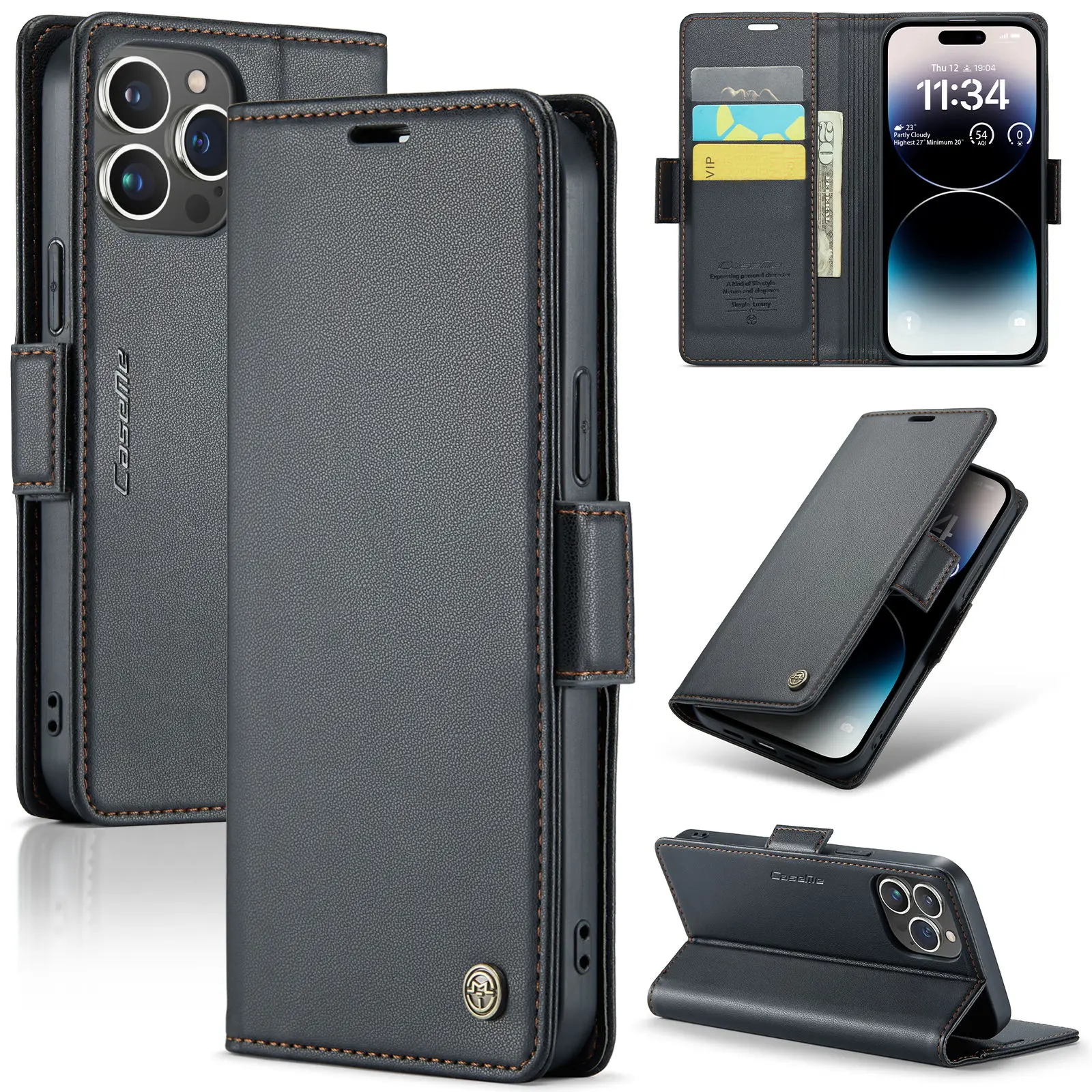 CaseMe Premium PU Leather Wallet Flip Case with Magnetic Credit Card Holder