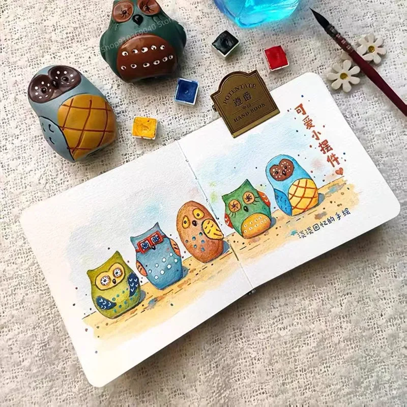 Portable Cute Leather Cover Notebook Hardcover Handbook Water Color Sketch  Book 300g Cotton Paper Pad For Watercolor Painting - Sketchbooks -  AliExpress