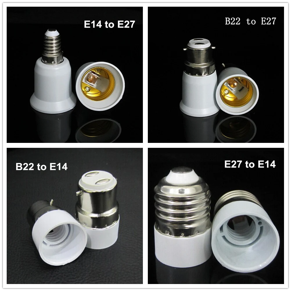 2pcs/lot NEW LED Halogen CFL Incandescent Light B22 to E27 to E14 Base