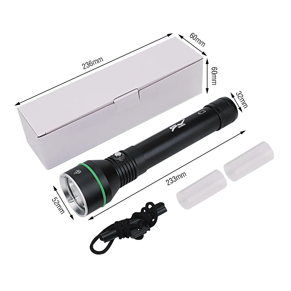 Description Picture 2 of itemBORUiT S5 Diving Flashlight Underwater 110M Professional Scuba Diving Light Waterproof Submersible Lighting At Night Submersible