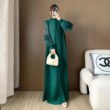 Miyake Pleated Heavy Industry Flower Disc Geometric Pleated Dress Versatile Age-reducing Mother Outfit 2025 for Women 1