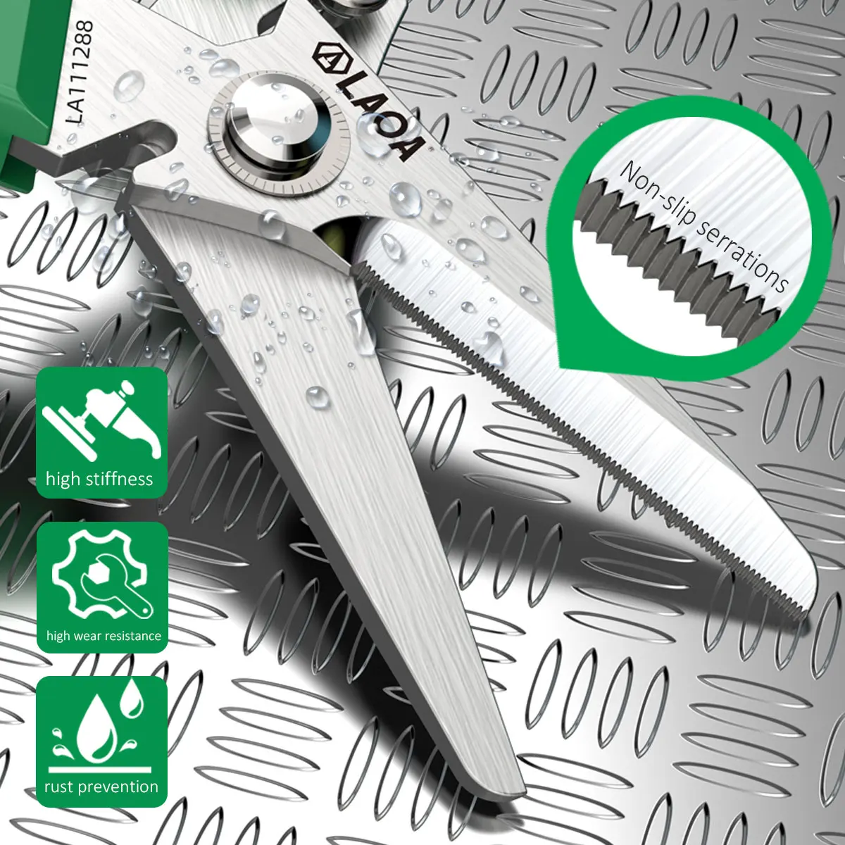 Laoa Stainless Steel Multifunctional Strong Shears for Gardening Household and Electricians Cutting Copper and Aluminum Sheets 2